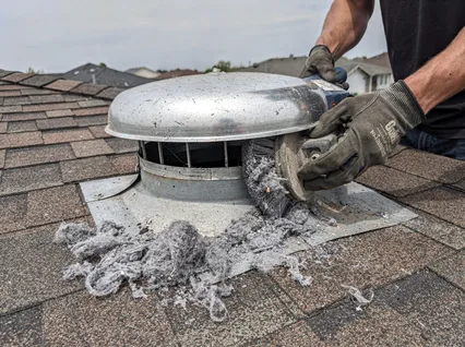 Cleaning Dryer Vent On Roof in Calimesa